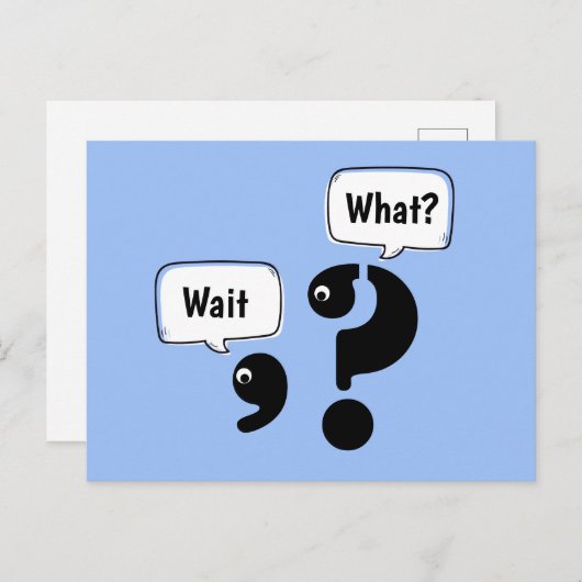 Vragen Mark en Comma Wait What? Briefkaart (Voorkant / Achterkant)