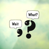 Vragen Mark en Comma Wait What? Raamsticker (Vel 3)