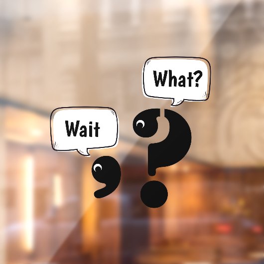 Vragen Mark en Comma Wait What? Raamsticker (Vel 2)