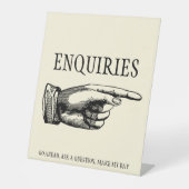 Vragen -  Victoriaans aanwijsvinger Reclamebord Met Voetstuk (Voorkant)