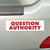Vragenautoriteit - Rood Bumpersticker (Op auto)