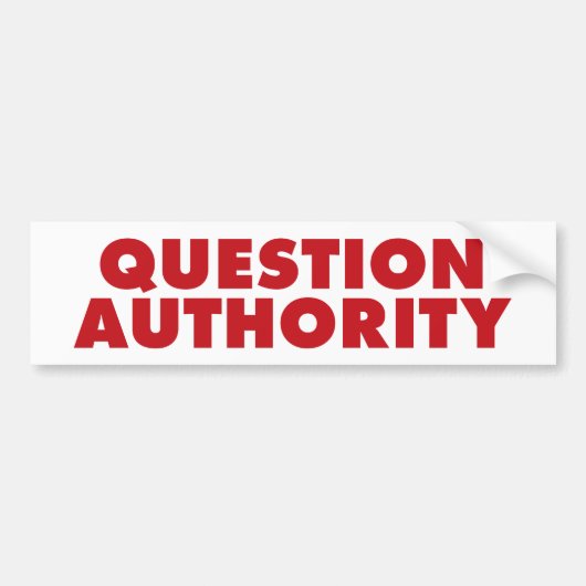 Vragenautoriteit - Rood Bumpersticker (Voorkant)