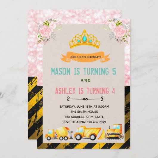 Vragendag- en tiarasverjaardagsfeestdag kaart (Voorkant / Achterkant)