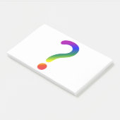 Vragenmerkteken regenboog na de opmerking post-it® notes (Schuin)
