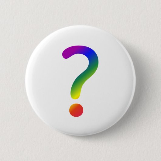Vragenmerkteken regenboog ronde button 5,7 cm (Voorkant)