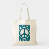 Vrede A.u.b. Blauwe Lettering Tote Bag (Achterkant)