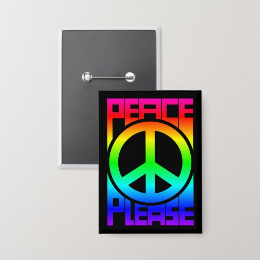 Vrede A.u.b. Regenboog Lettering Button (Voorkant / Achterkant)