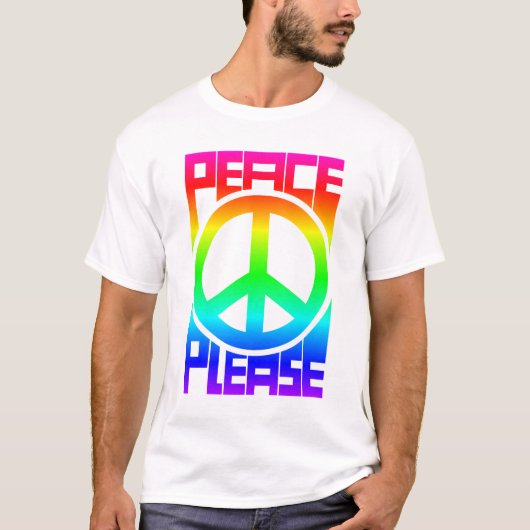 Vrede A.u.b. Regenboog Lettering T-shirt (Voorkant)