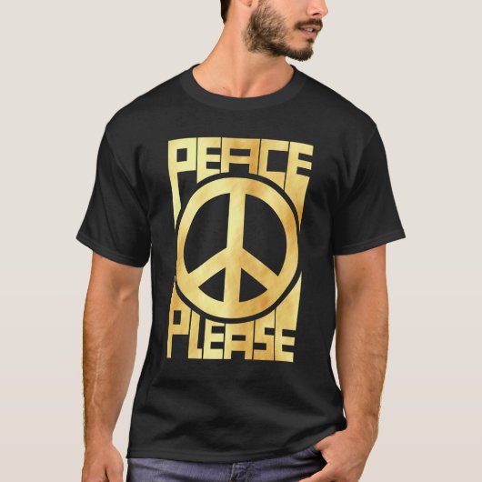 Vrede A.u.b. Zachte Gouden Letters T-shirt (Voorkant)