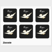 Vrede aan alle witte duif kerst groeten vogel vierkante sticker (Vel)