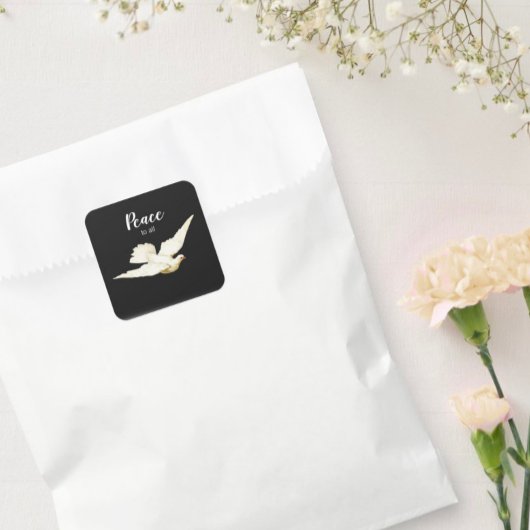 Vrede aan alle witte duif kerst groeten vogel vierkante sticker