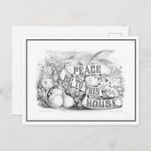 Vrede aan dit huis Currier & Ives Lithograph Briefkaart (Voorkant / Achterkant)