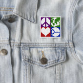 Vrede, Aarde, Liefde, Obama (Campaign Button) Vierkante Button 5,1 Cm (In situ)