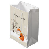 Vrede Aarde Minimalistische Vos Vogel Dier Medium Cadeauzakje (Voorkant Gekanteld)