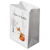 Vrede Aarde Minimalistische Vos Vogel Dier Medium Cadeauzakje (Achterkant Gekanteld)
