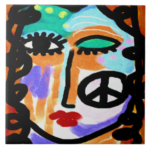 Vrede Abstract digitaal schilderen Tegeltje