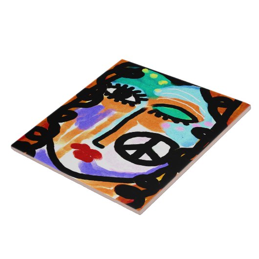 Vrede Abstract digitaal schilderen Tegeltje (Zijkant)