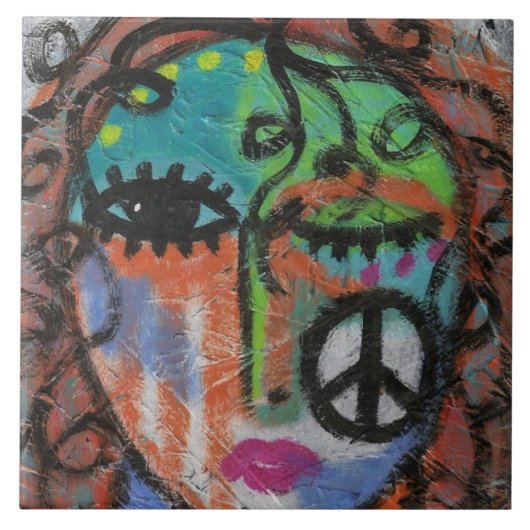 Vrede Abstract Portret van een vrouw Tegeltje (Voorkant)