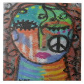 Vrede Abstracte acrylverf op OSB Tegeltje (Voorkant)