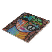 Vrede Abstracte acrylverf op OSB Tegeltje (Zijkant)