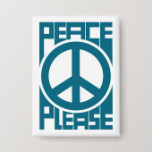 Vrede Alsjeblieft Blauwe Lettering Button (Voorkant)