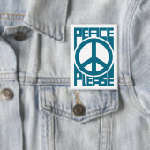 Vrede Alsjeblieft Blauwe Lettering Button (Insitu)