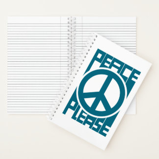Vrede Alsjeblieft Blauwe Lettering Notitieboek