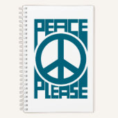 Vrede Alsjeblieft Blauwe Lettering Notitieboek (Voorkant)