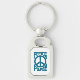Vrede Alsjeblieft Blauwe Lettering Sleutelhanger