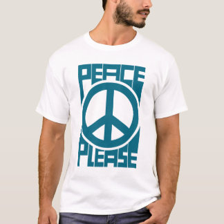 Vrede Alsjeblieft Blauwe Lettering T-shirt