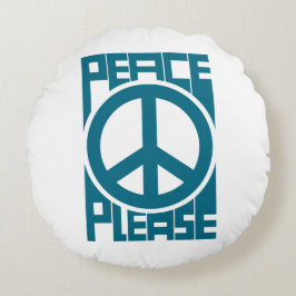 Vrede Alsjeblieft Blauwe Lettertype Rond Kussen