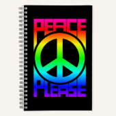 Vrede Alsjeblieft Regenboog Lettertype Notitieboek (Voorkant)