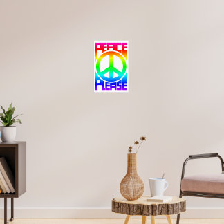 Vrede Alsjeblieft Regenboog Lettertype Poster
