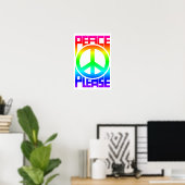Vrede Alsjeblieft Regenboog Lettertype Poster (Thuiskantoor)