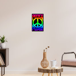 Vrede Alsjeblieft Regenboog Lettertype Poster