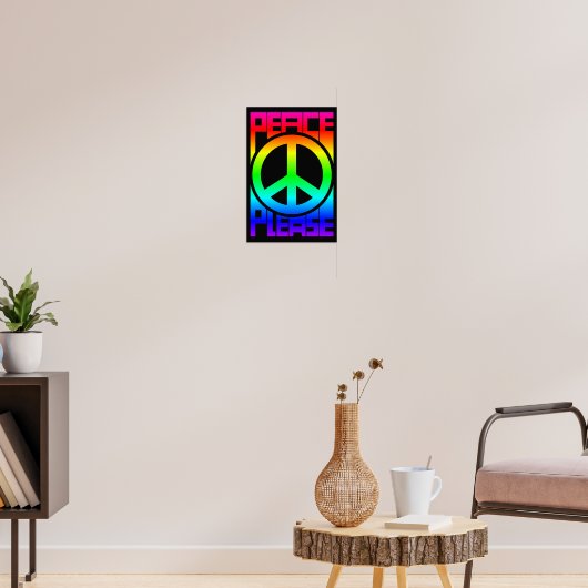 Vrede Alsjeblieft Regenboog Lettertype Poster (Woonkamer 3)