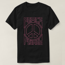 Vrede Alsjeblieft Roze Omlijning Lettering T-shirt