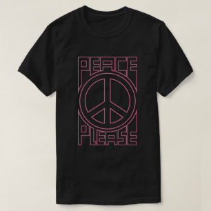 Vrede Alsjeblieft Roze Omlijning Lettering T-shirt