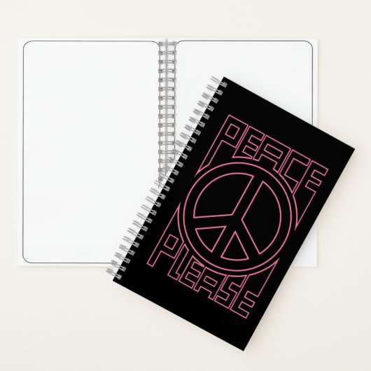 Vrede Alsjeblieft Roze Omlijning Letters Notitieboek (Binnen)