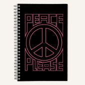 Vrede Alsjeblieft Roze Omlijning Letters Notitieboek (Voorkant)