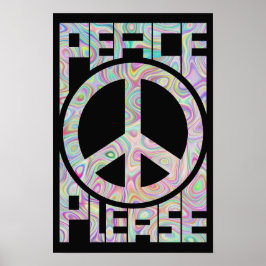 Vrede Alsjeblieft Trippy Kleur Lettertype Poster