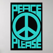 Vrede Alsjeblieft Turkquoise Lettertype Poster (Voorkant)