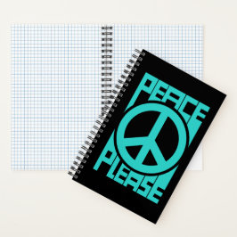 Vrede Alsjeblieft Turquoise Lettering Notitieboek