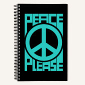 Vrede Alsjeblieft Turquoise Lettering Notitieboek (Voorkant)