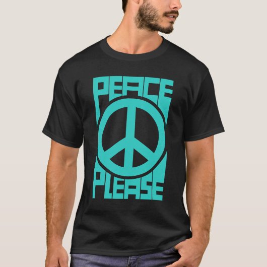 Vrede Alsjeblieft Turquoise Lettering T-shirt (Voorkant)