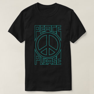Vrede Alsjeblieft Turquoise Omlijning Lettertype T-shirt