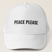Vrede Alsjeblieft wit zwart eenvoudig anti-oorlog  Trucker Pet (Voorkant)