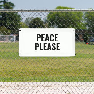 Vrede alsjeblieft witte en zwarte tekst anti-oorlo spandoek