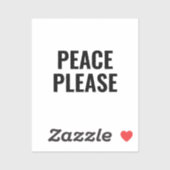 Vrede alsjeblieft witte en zwarte tekst anti-oorlo sticker (Vel)