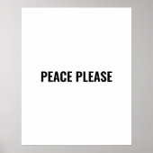 Vrede alsjeblieft witte zwarte eenvoudige anti-oor poster (Voorkant)